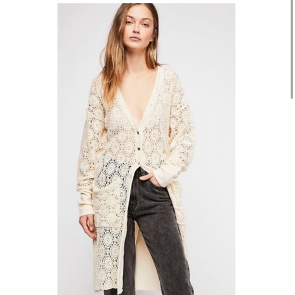 Free People Runaway Crochet duster cardigan - Picture 2 of 7